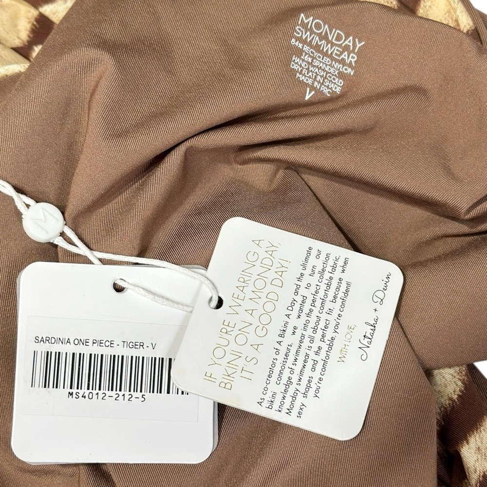Monday Swimwear Tan and Brown Tiger Print One Piece NWT - Picture 10 of 10